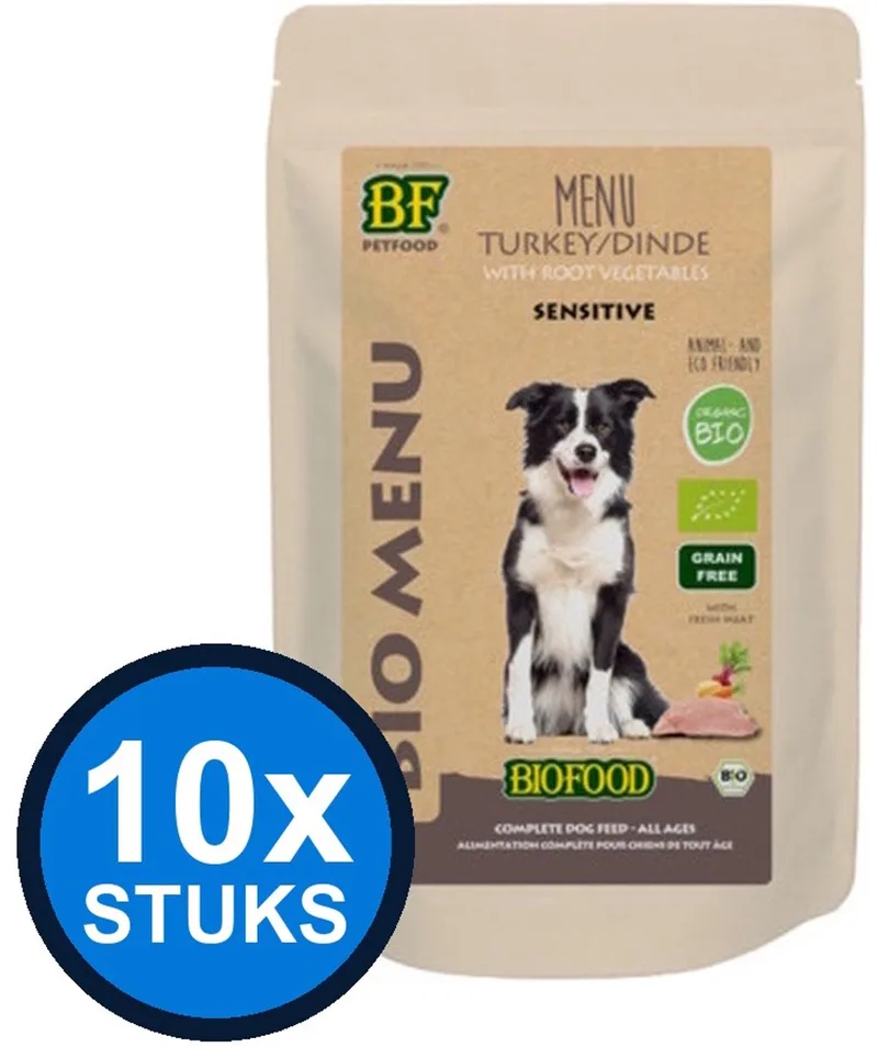 10x Biofood - Organic Kalkoen Menu Pouch - Hondenvoer Natvoer - 150g von Biofood – Produktfoto