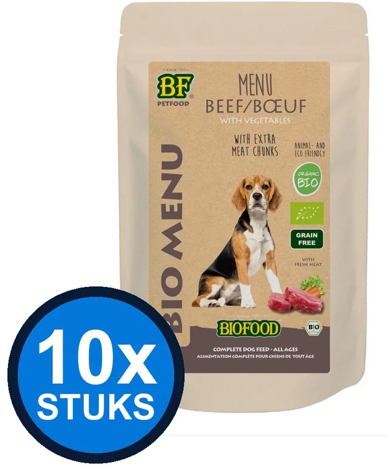 10x Biofood - Organic Rund Menu Pouch - Hondenvoer Natvoer - 150g by Biofood – product photo