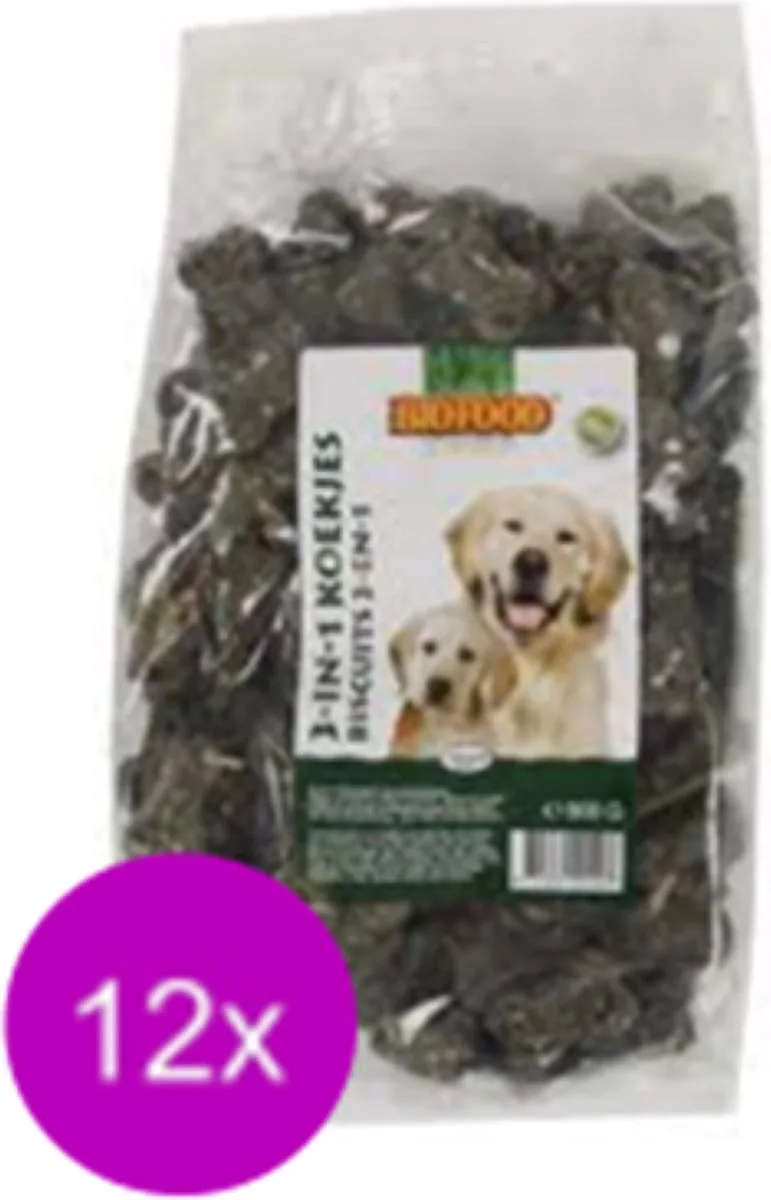 12x Biofood 3-In-1 Koekjes Kruiden - Hondensnacks - 500g fra Biofood – produktbillede