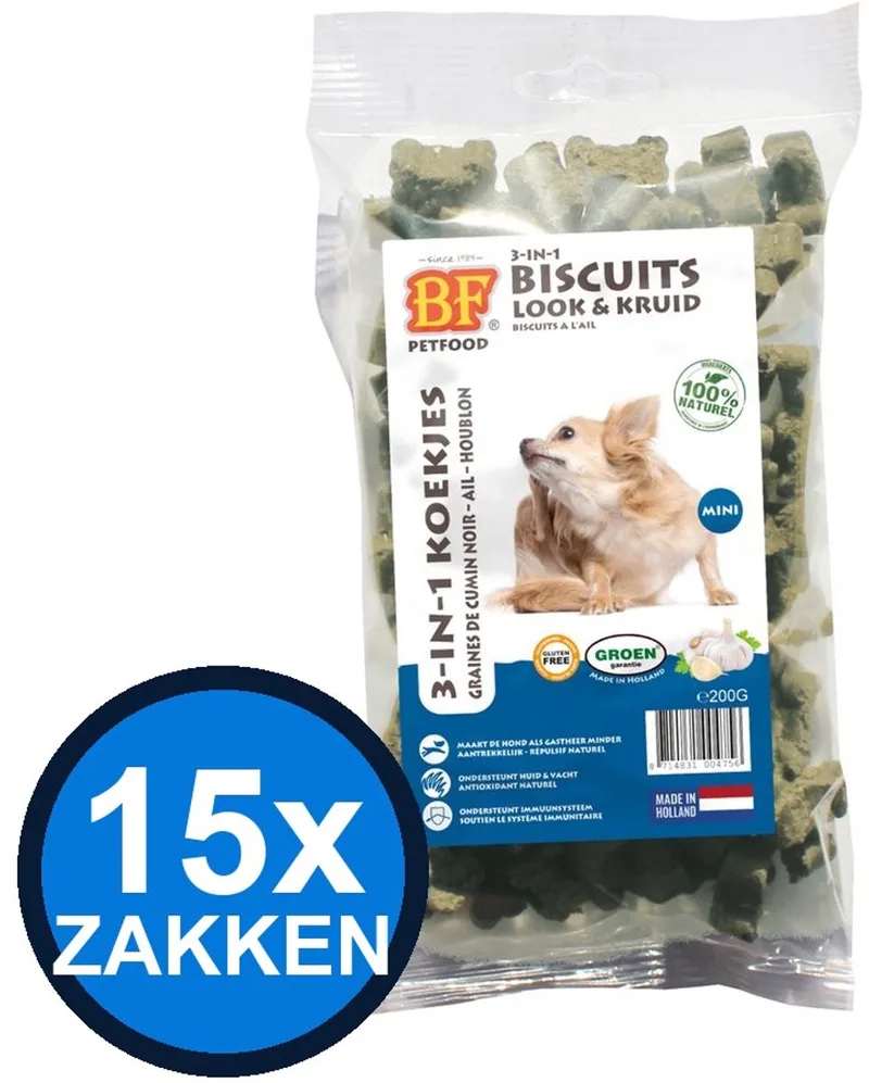 12x Biofood - 3in1 Koekjes Look & kruid Mini - Hondenvoer Snacks - 200 g von Biofood – Produktfoto