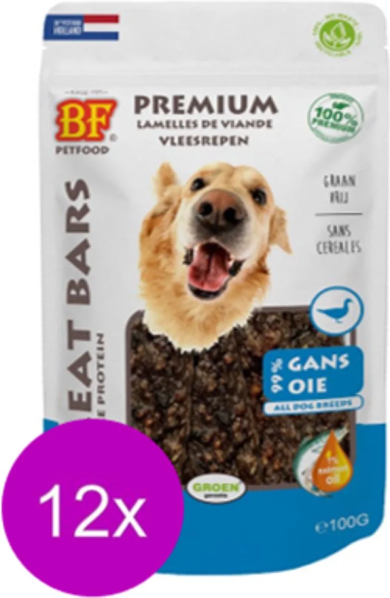 12x Biofood Meat Bars Gans - 100% Mono Proteïne - Hondensnack - 100g fra Biofood – produktbillede