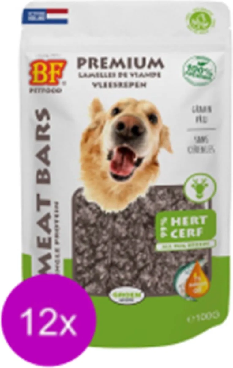 12x Biofood Meat Bars Hert - 100% Mono Proteïne - Hondensnack - 100g de Biofood – photo produit