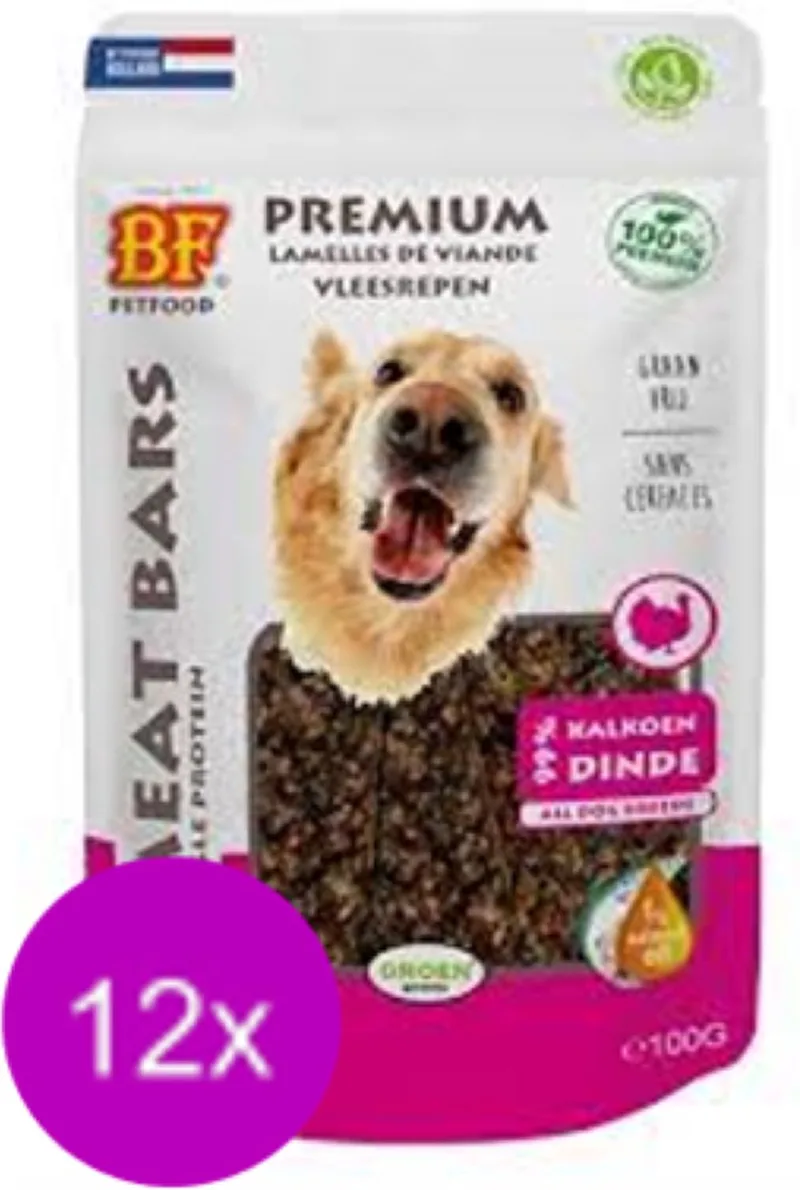 12x Biofood Meat Bars Kalkoen - 100% Mono Proteïne - Hondensnack - 100g de Biofood – photo produit
