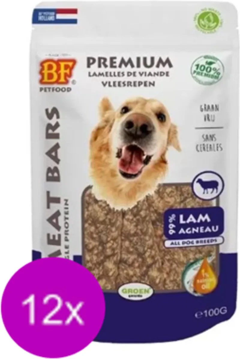 12x Biofood Meat Bars Lam - 100% Mono Proteïne - Hondensnack - 100g by Biofood – product photo