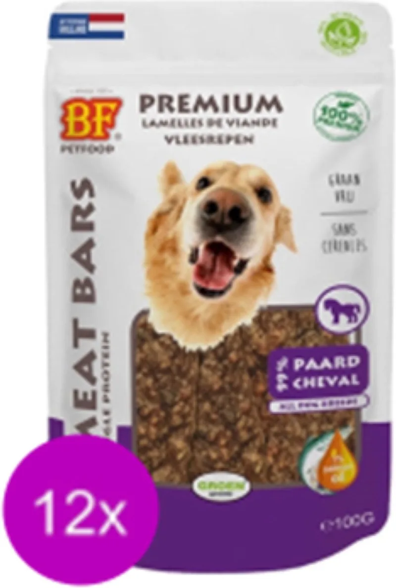 12x Biofood Meat Bars Paard - 100% Mono Proteïne - Hondensnack - 100g de Biofood – photo produit