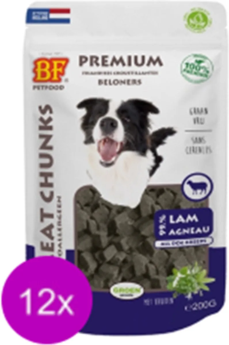 12x Biofood Meat Chunks Lam - 100% Mono Proteïne - Hondensnack - 200g by Biofood – product photo