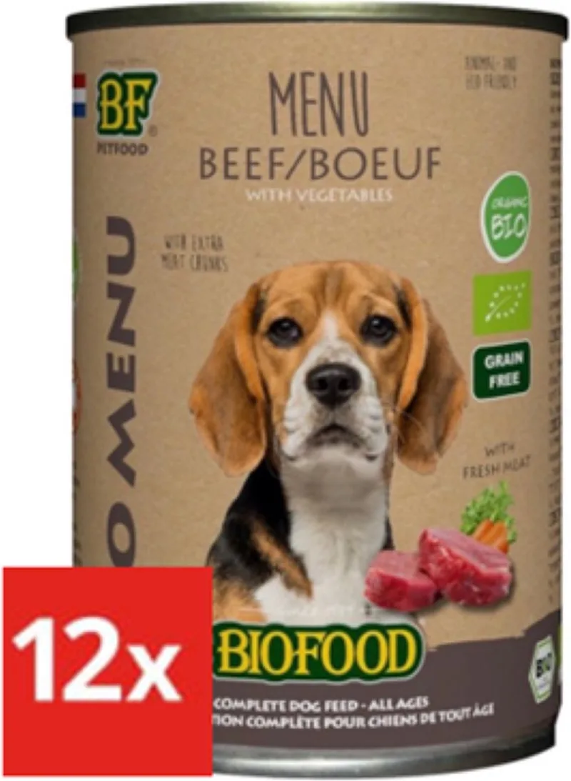 12x Biofood Organic Kalkoen Rund - Hondenvoer - 400g de Biofood – photo produit