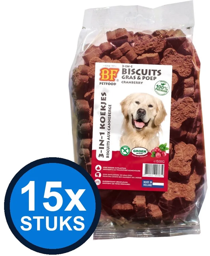 15x Biofood - 3in1 koekjes cranberry 500gr - Hondenvoer Snacks - 500 g by Biofood – product photo