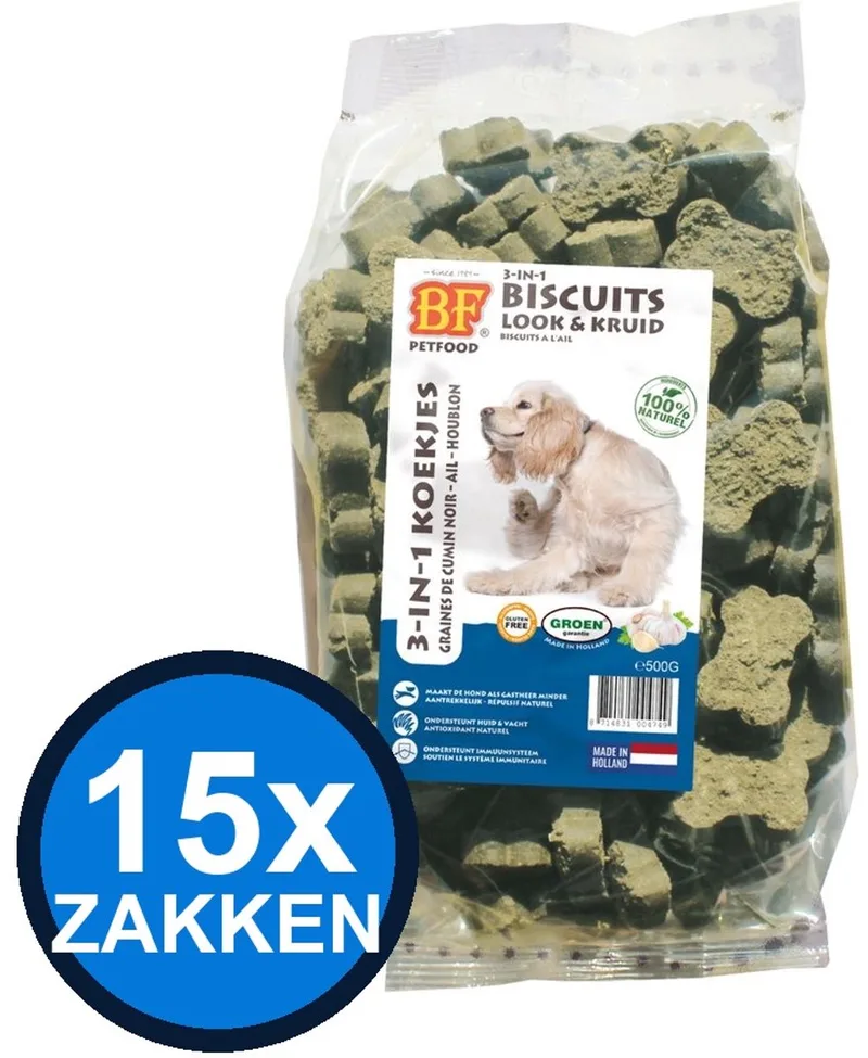 15x Biofood - 3in1 Koekjes Look & kruid - Hondenvoer Snacks - 500 g de Biofood – photo produit