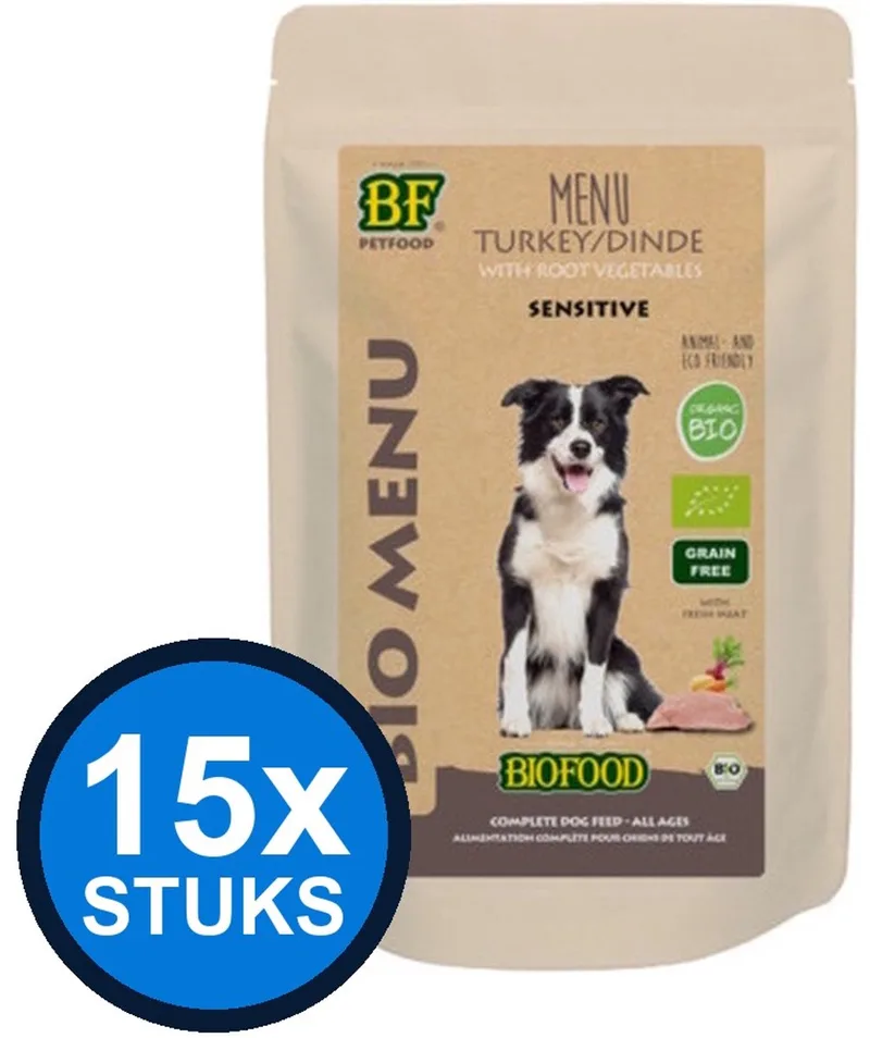 15x Biofood Organic Kalkoen Menu - Hondenvoer - 150g de Biofood – photo produit