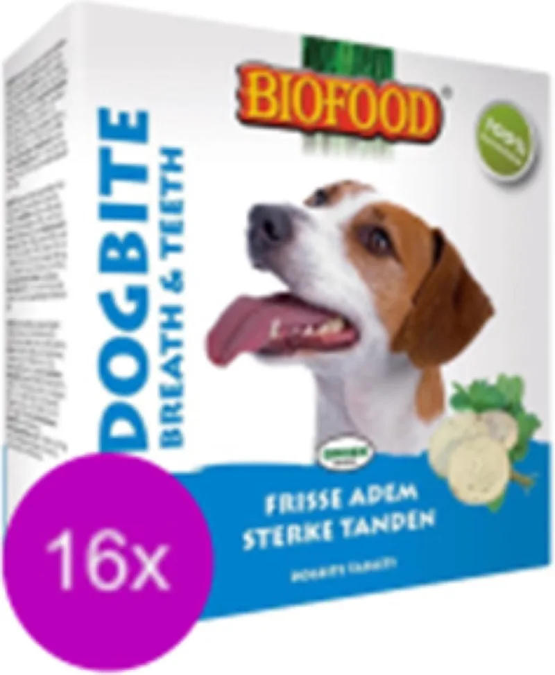 16x Biofood Hondensnoepjes Dogbite Tandverzorging - Hondensnack - 55 snoepjes per verpakking fra Biofood – produktbillede