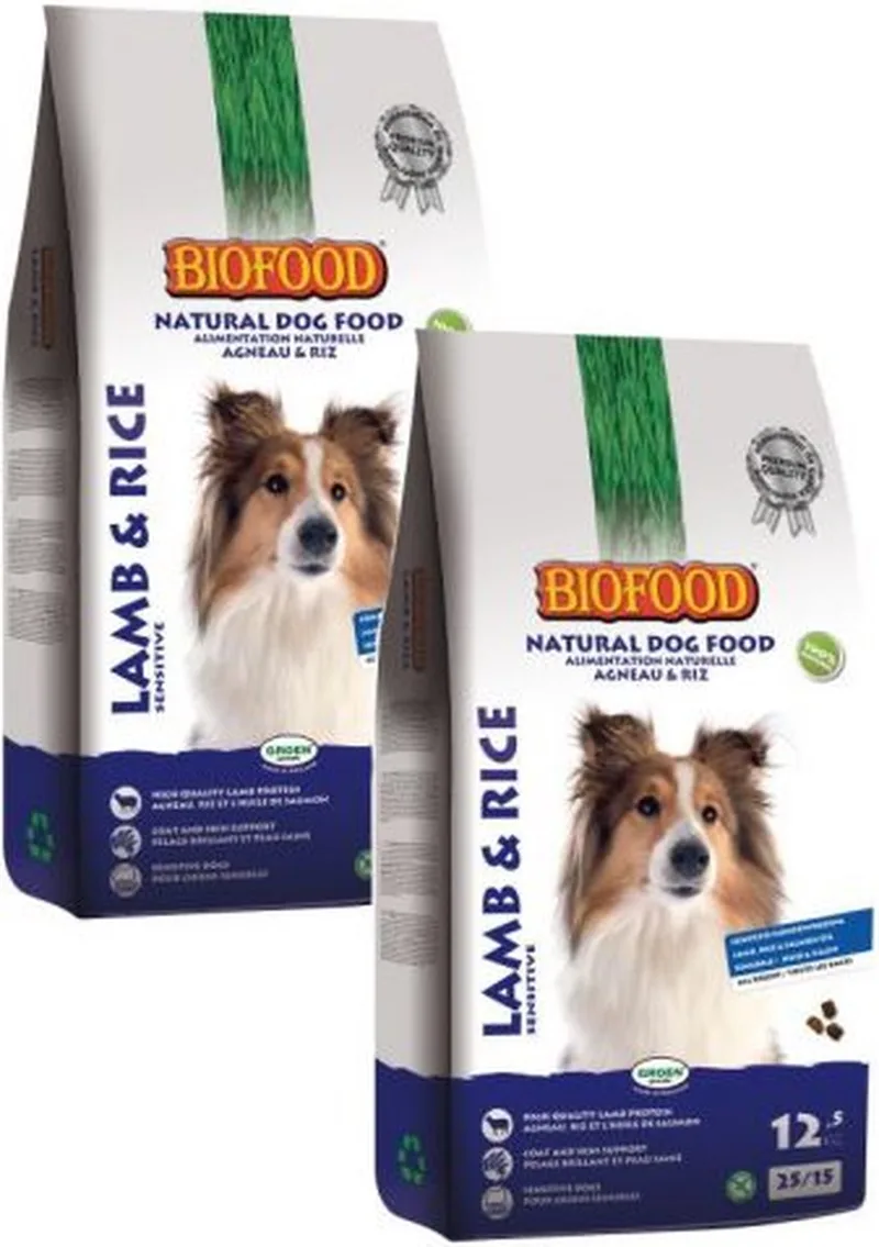 2x 12,5 kg Biofood lam/rijst hondenvoer de Biofood – photo produit