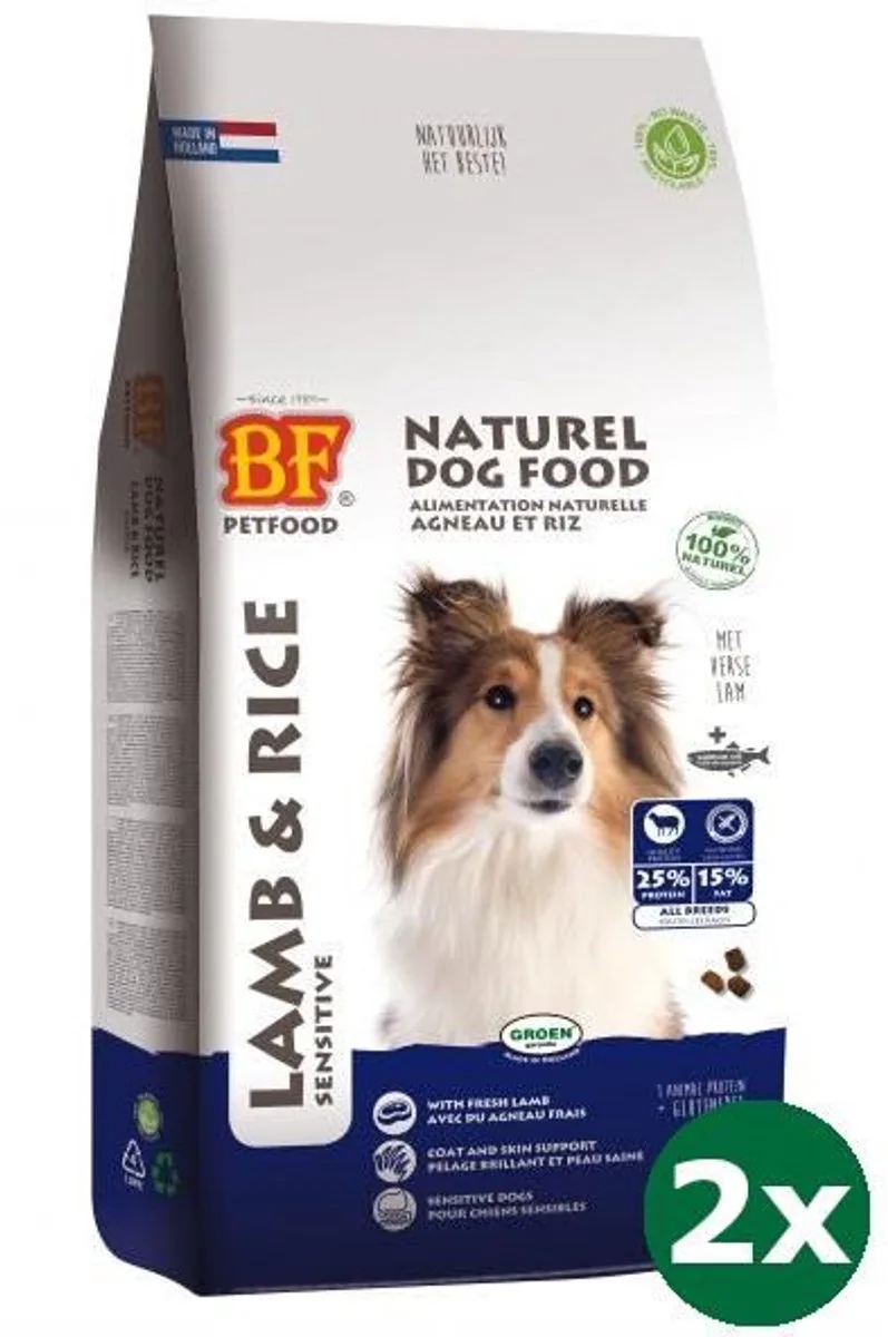 2x12,5 kg Biofood lam/rijst hondenvoer de Biofood – photo produit