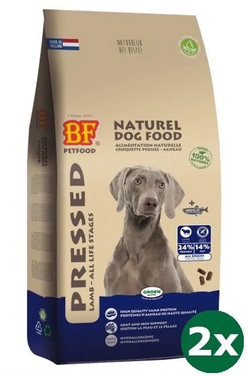 2x13,5 kg Biofood geperst lam / rijst premium hondenvoer de Biofood – photo produit
