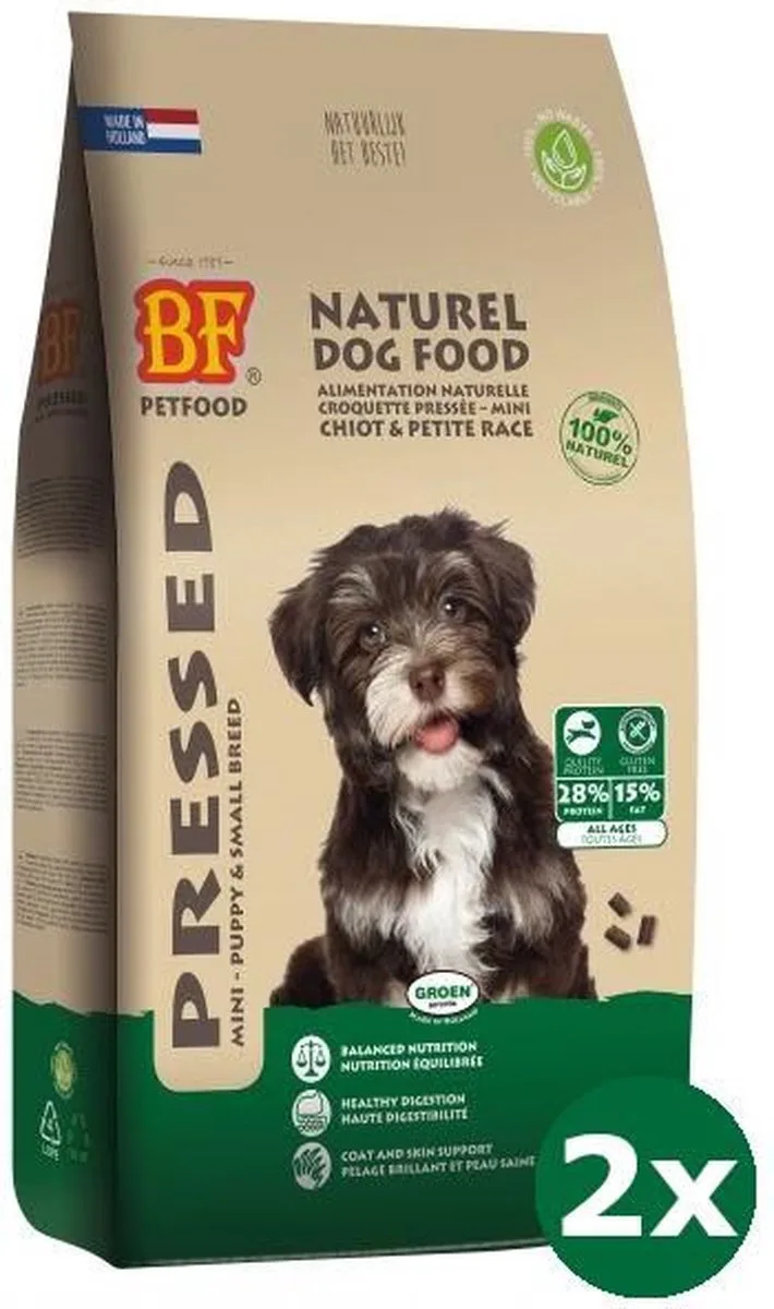 2x5 kg Biofood geperst puppy en kleine rassen hondenvoer by Biofood – product photo