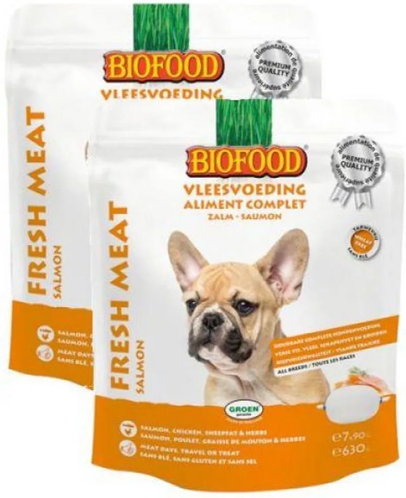 2x630gr Biofood vleesvoeding zalm hondenvoer von Biofood – Produktfoto