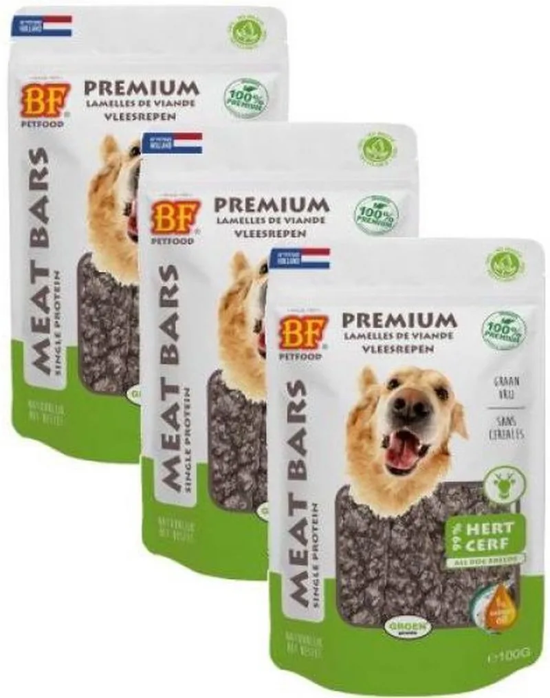 3x100 gr Biofood meat bars hert hondensnack de Biofood – photo produit