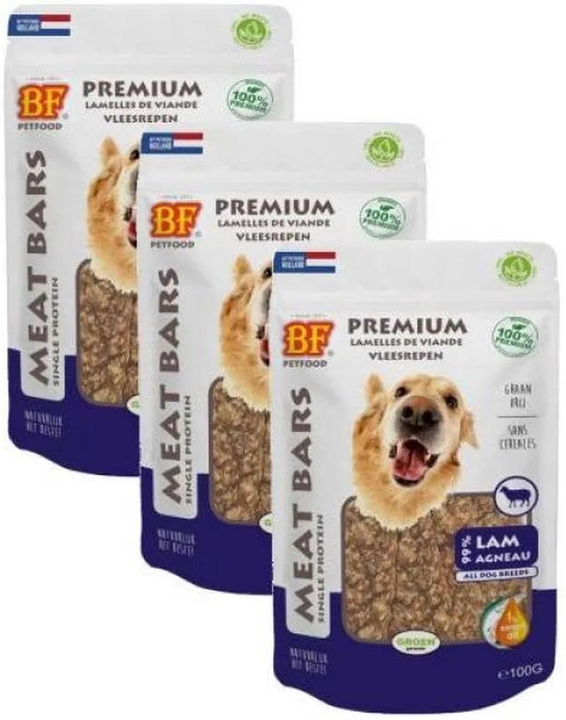 3x100 gr Biofood meat bars lam hondensnack de Biofood – photo produit