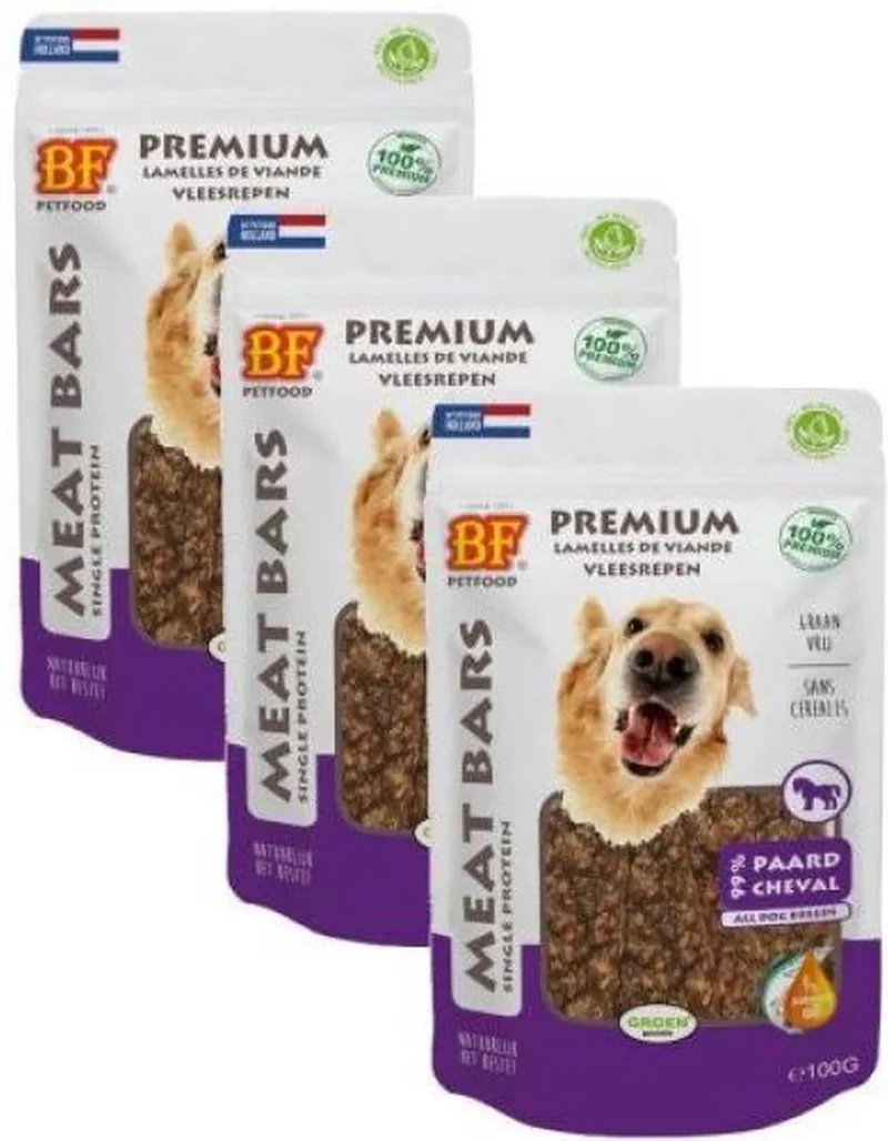 3x100 gr Biofood meat bars paard hondensnack de Biofood – photo produit