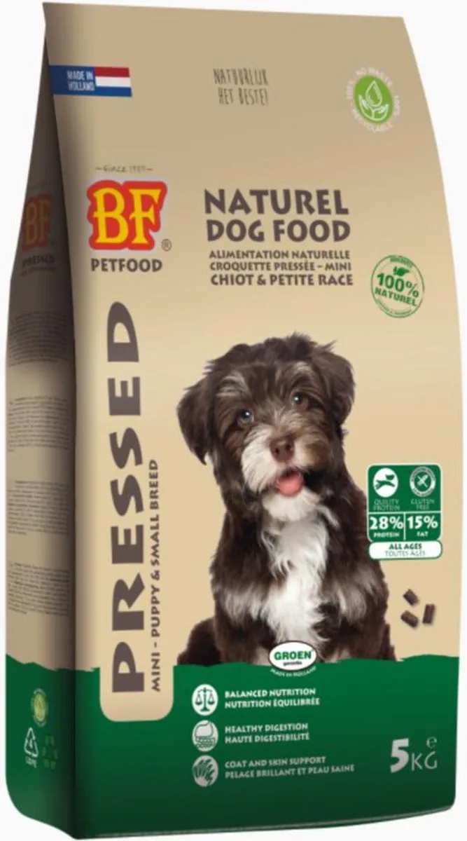 4x BF Petfood Puppy Geperst Hondenvoer 5 kg de Biofood – photo produit