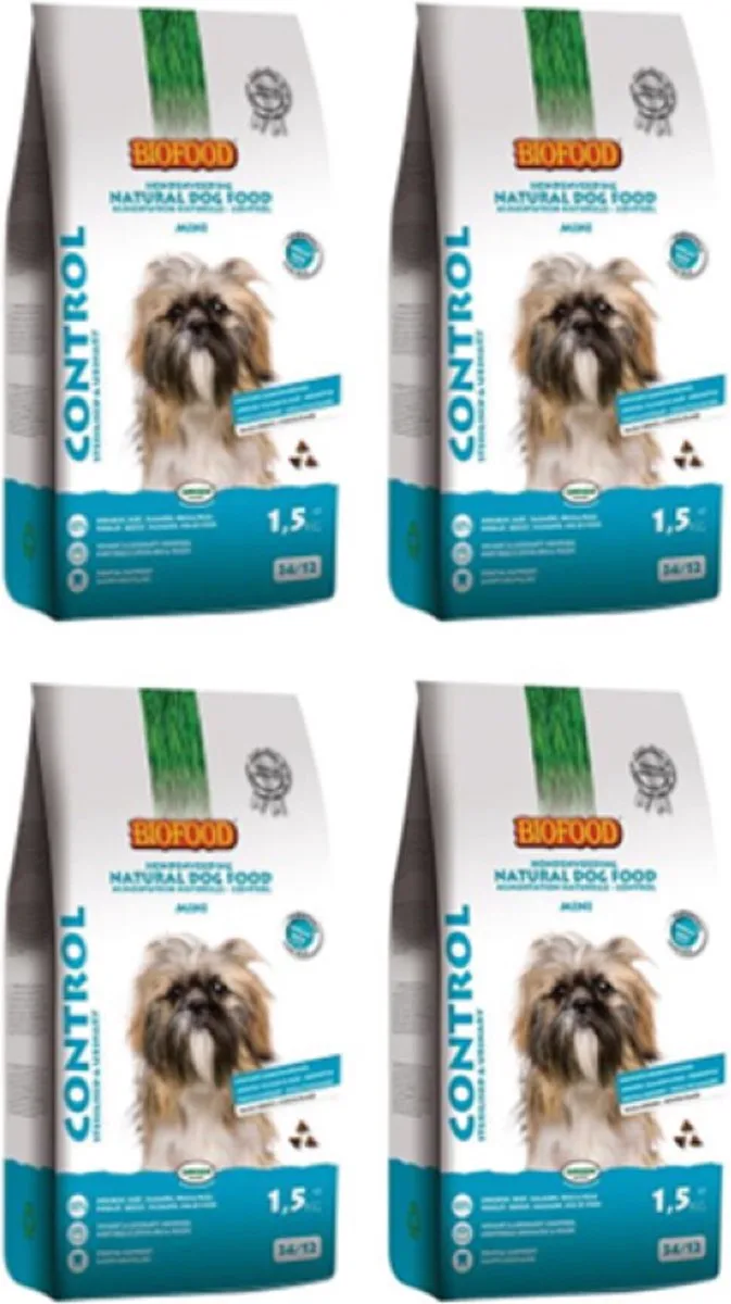 4x Biofood Control Small Breed Tarwevrij - Hondenvoer - 1.5kg de Biofood – photo produit