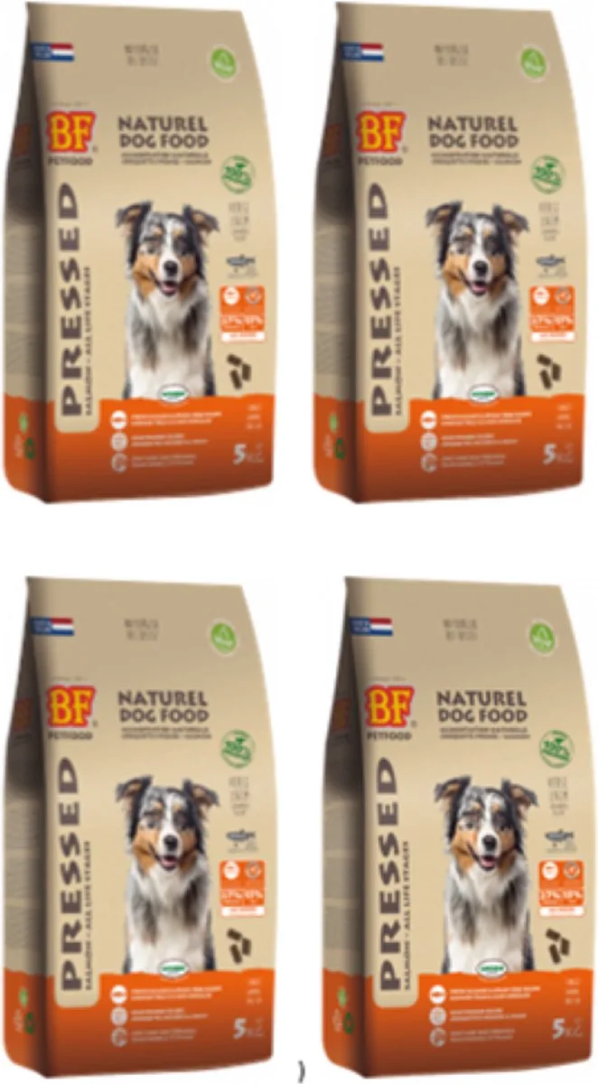 4x Biofood Vleesbrok Geperst Zalm Graanvrij - Hondenvoer - 5kg de Biofood – photo produit
