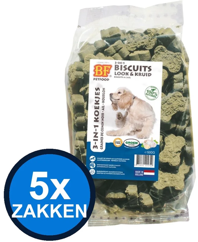 5x Biofood - 3in1 Koekjes Look & kruid - Hondenvoer Snacks - 500 g de Biofood – photo produit