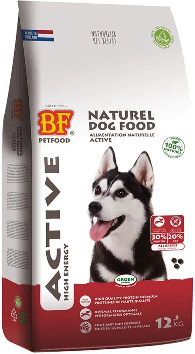 Active High Energy Tarwevrij - Hondenvoer - 12.5kg de Biofood – photo produit
