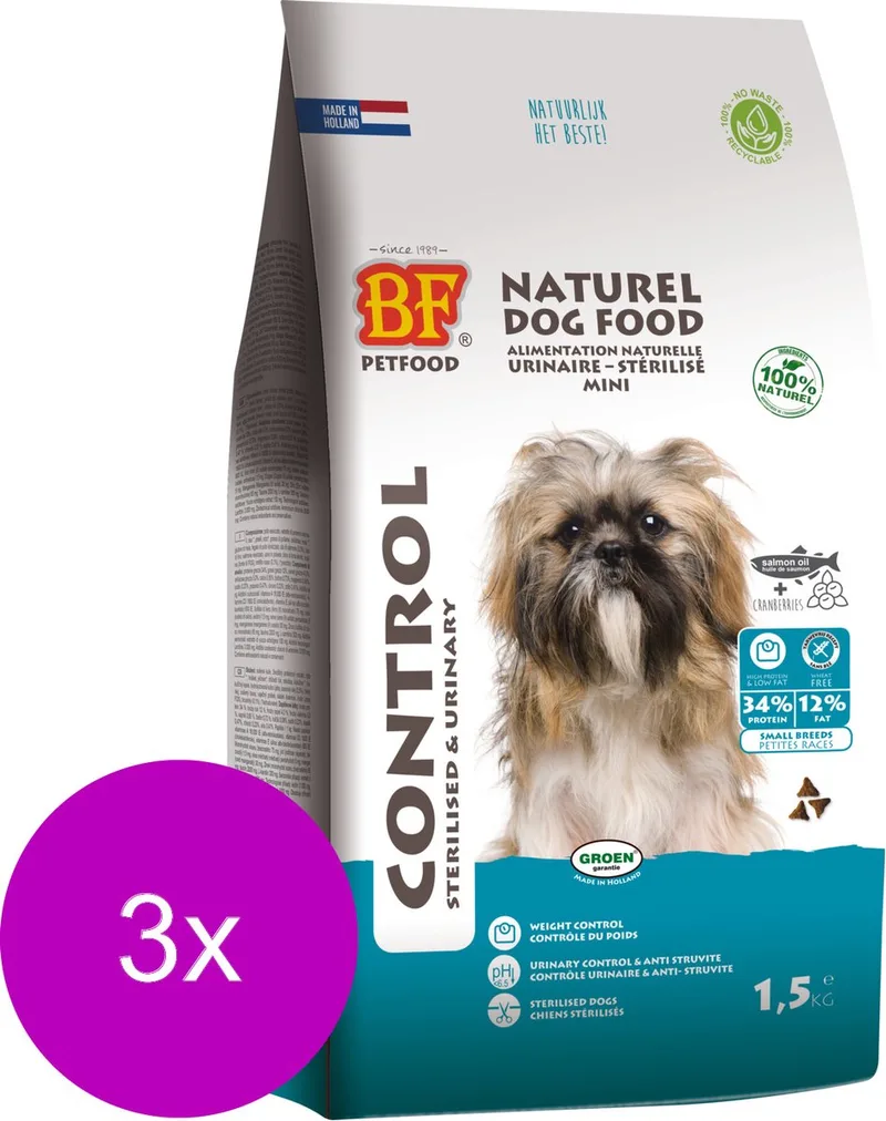 Bf Control Small Breed - Hondenvoer - 3 x Kip Rund Erwt 1.5 kg von Biofood – Produktfoto