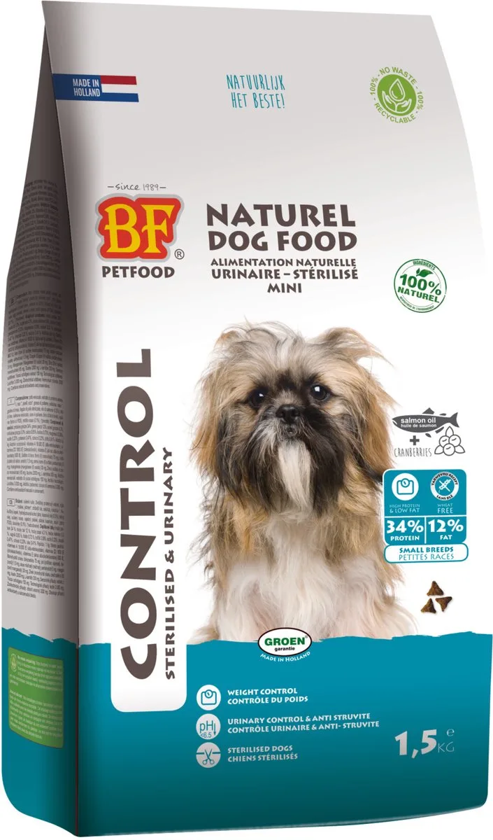 Bf Control Small Breed - Hondenvoer - Kip Rund Erwt 1.5 kg de Biofood – photo produit
