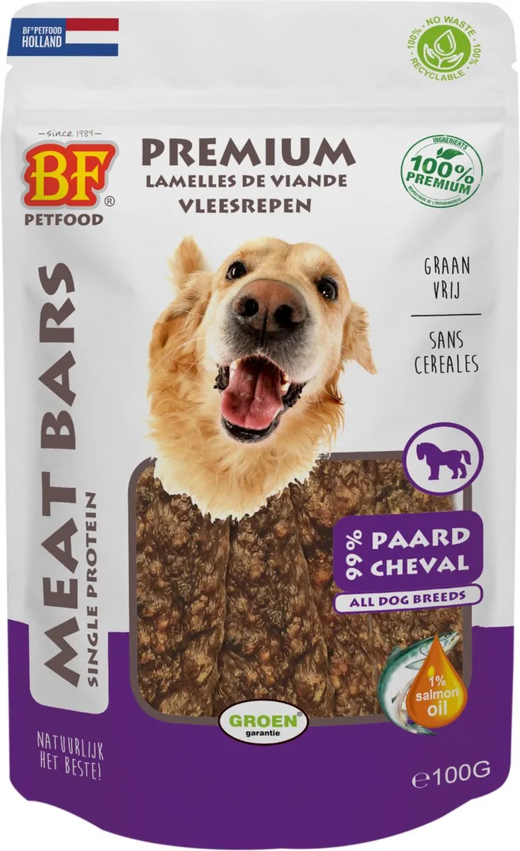 Bf Meat Bars 100 g - Hondensnacks - Paard de Biofood – photo produit