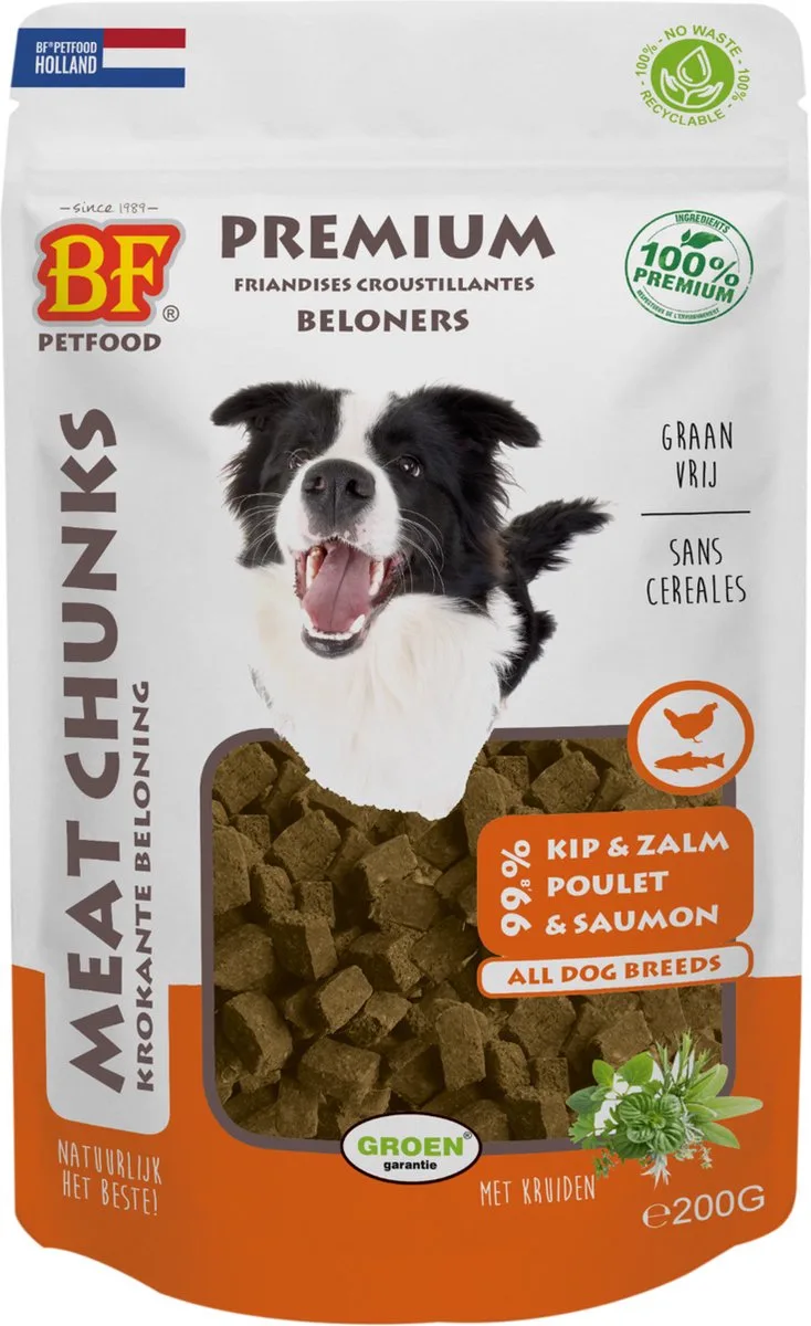 Bf Meat Chunks 100 g - Hondensnacks - Kip&Zalm by Biofood – product photo
