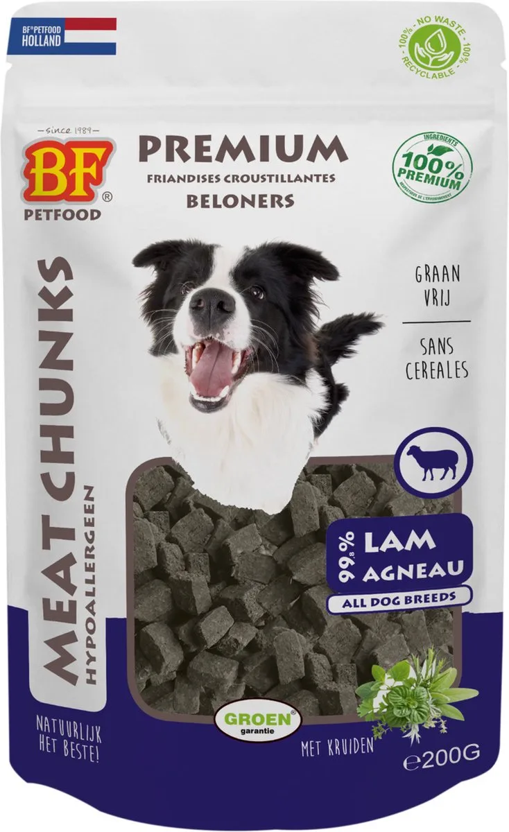 Bf Meat Chunks 200 g - Hondensnacks - Lam von Biofood – Produktfoto
