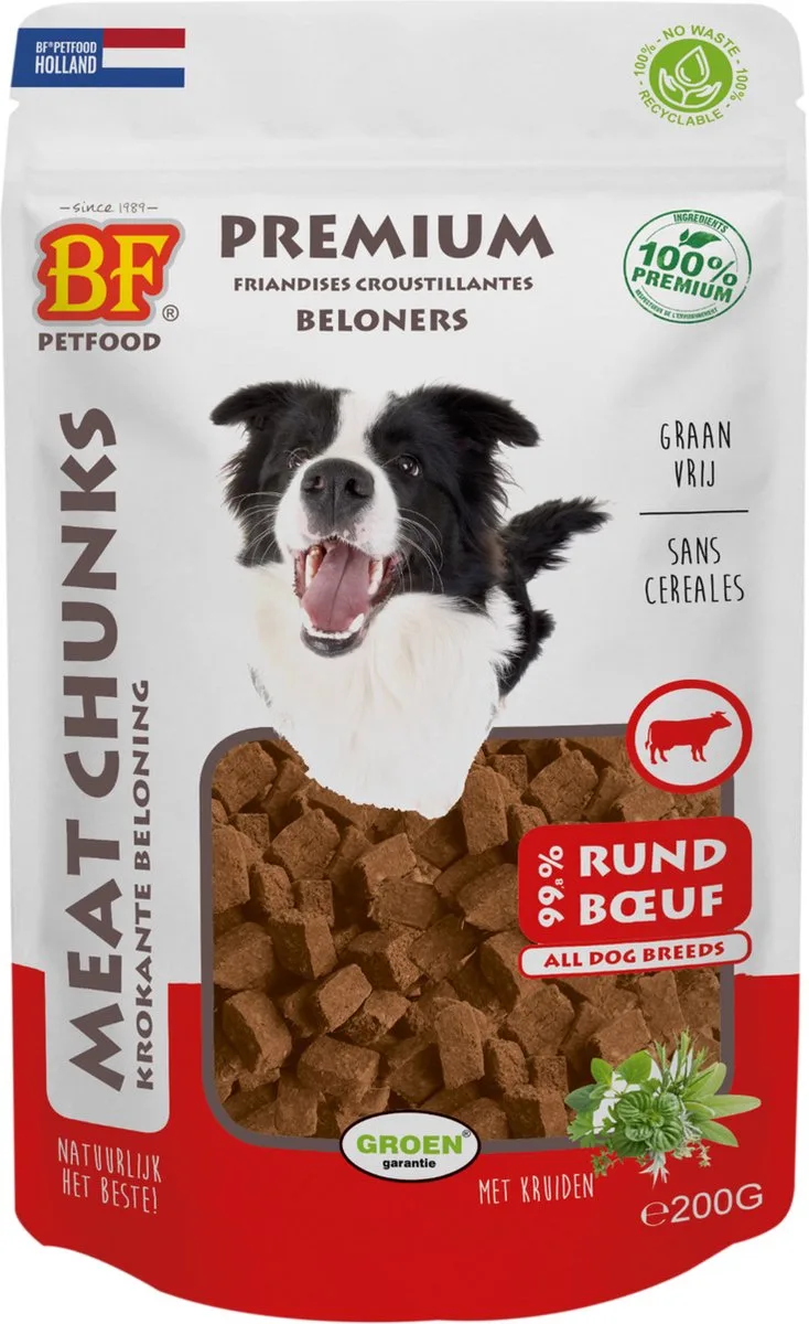 Bf Meat Chunks 200 g - Hondensnacks - Rund&Hert de Biofood – photo produit
