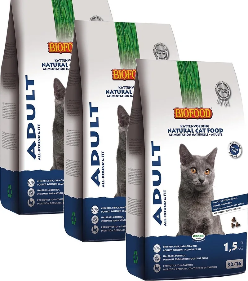 Bf Ncf Adult - Fit - Kattenvoer - 3 x Kip Vis Zalm 1.5 kg de Biofood – photo produit