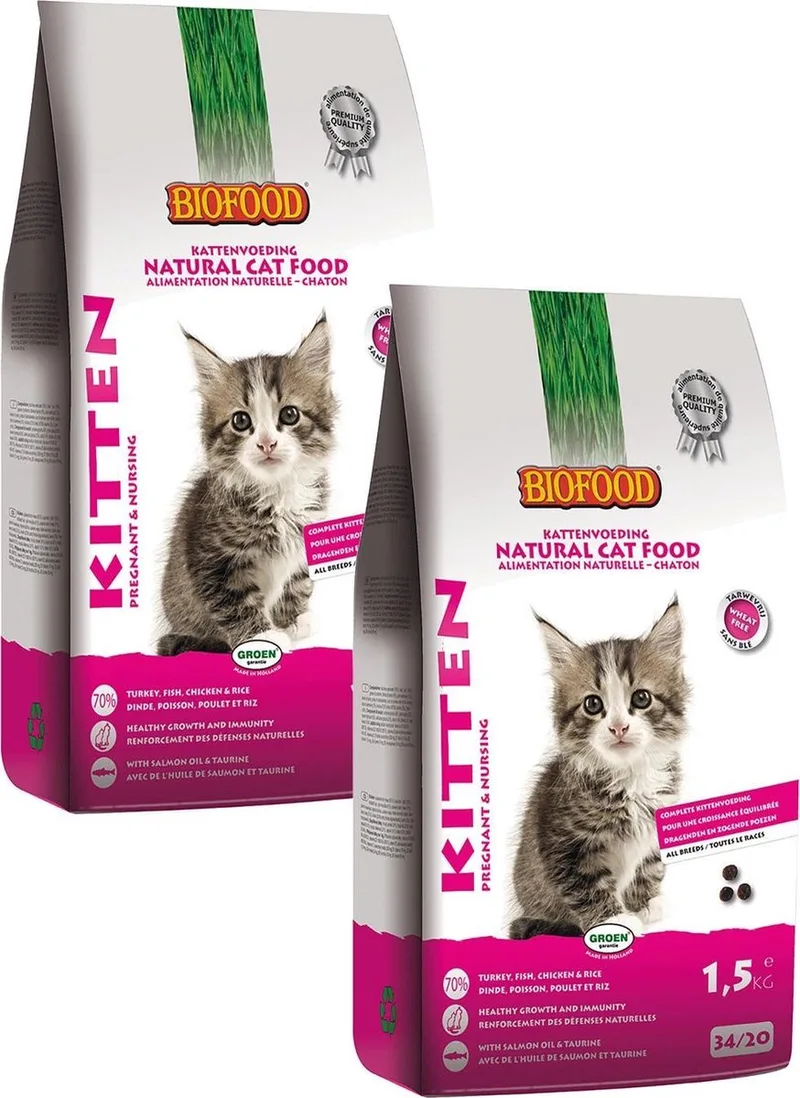 Bf Ncf Kitten Pregnant&Nursing - Kattenvoer - 2 x Kalkoen Vis Kip 1.5 kg de Biofood – photo produit