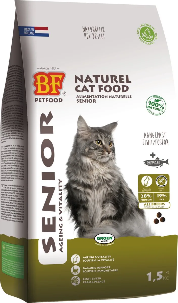 Bf Ncf Senior Ageing - Kattenvoer - Kip Vis Zalm 1.5 kg fra Biofood – produktbillede