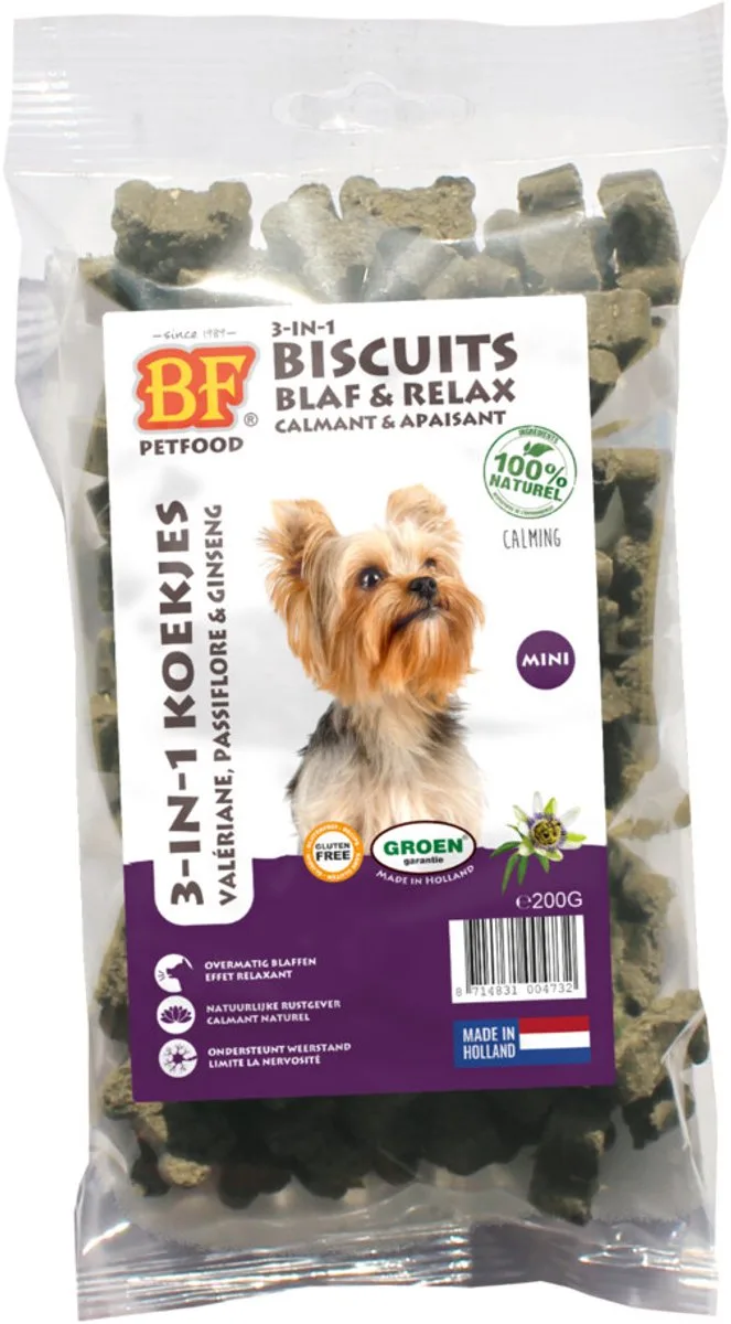 BF Petfood 3-in-1 Koekjes Mini Blaf & Relax - 12 x 200 gr - Voordeelverpakking van Biofood – productfoto