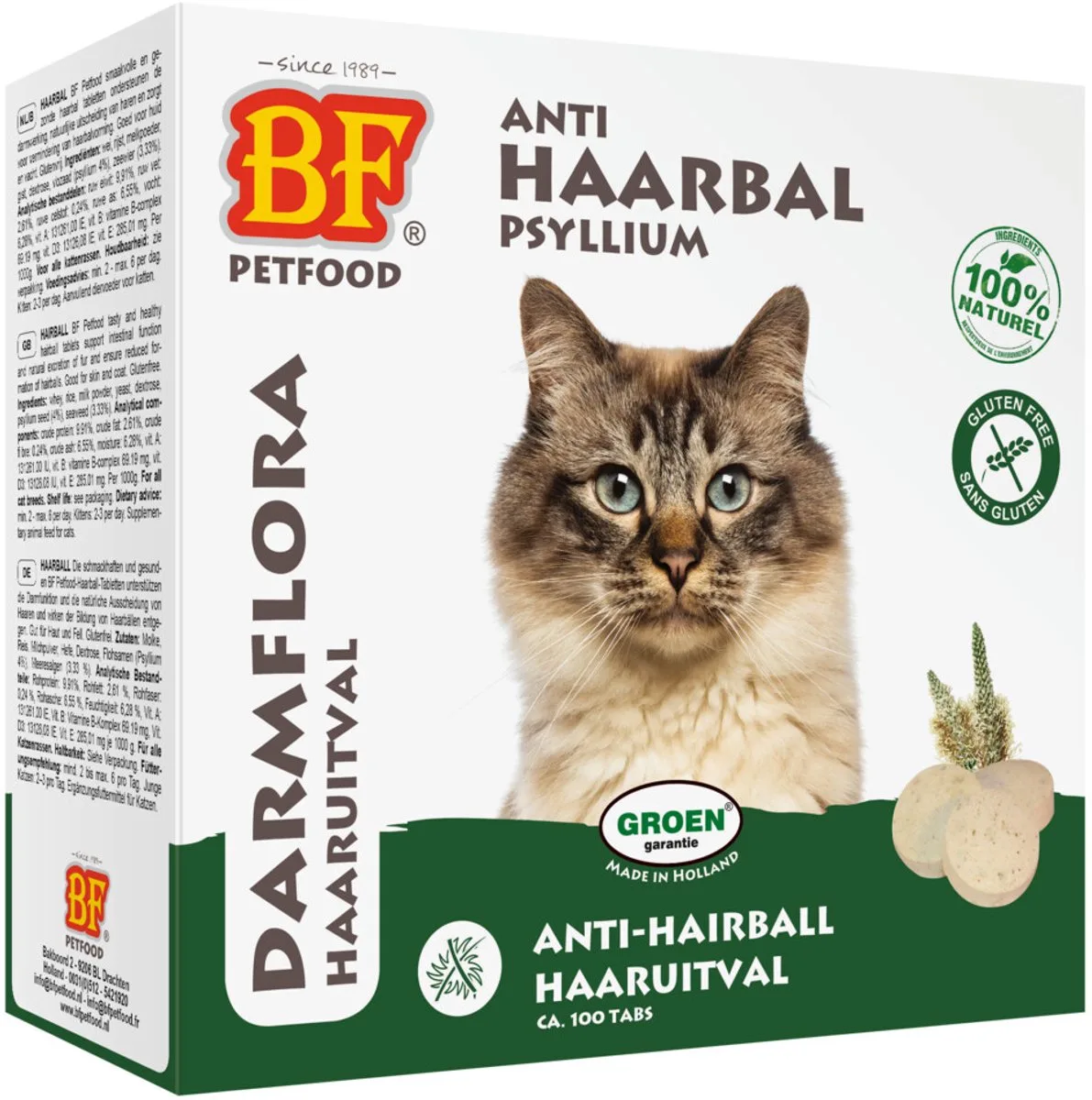 BF Petfood Anti Haarbal Tabletten - 16 x 100 stuks - Voordeelverpakking fra Biofood – produktbillede