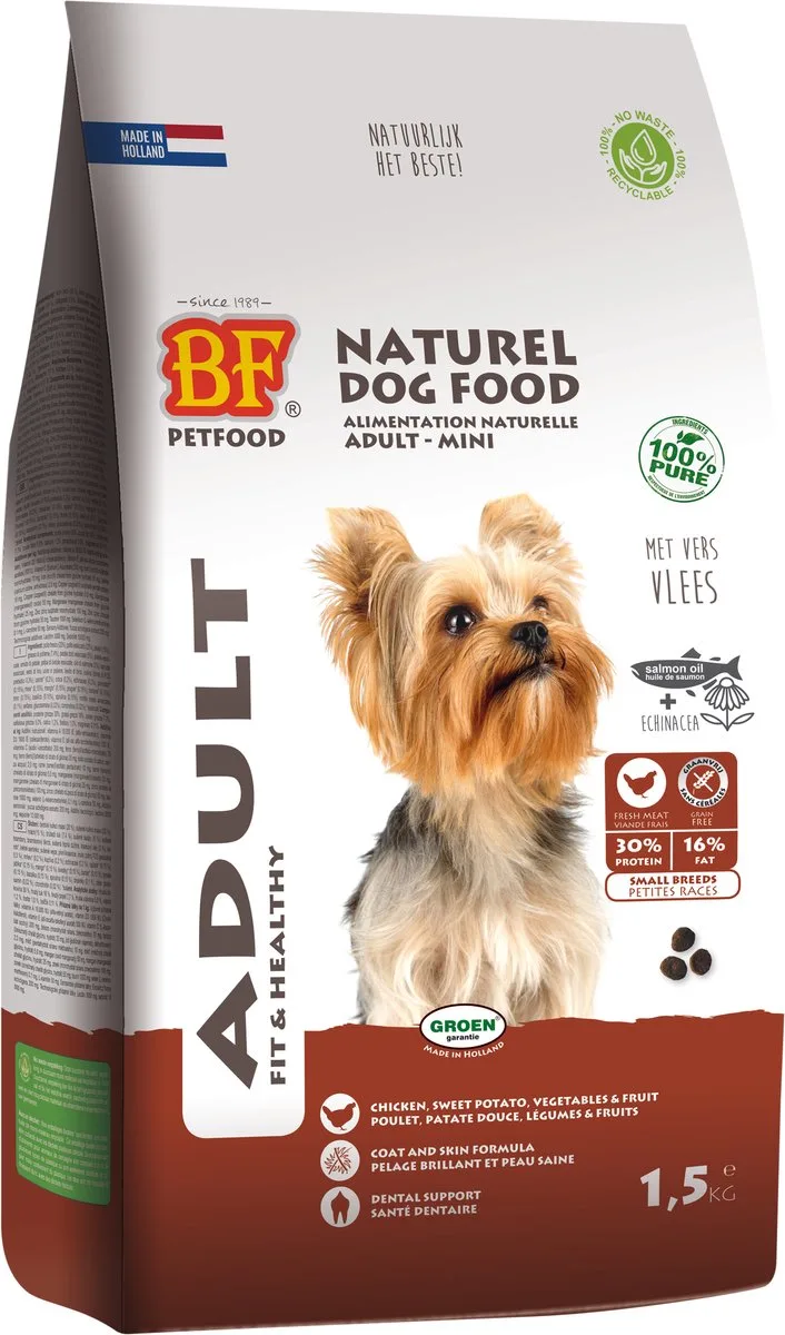 BF Petfood hondenvoer Adult mini 3 keer 5 kg de Biofood – photo produit