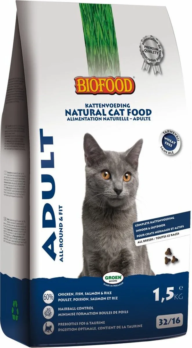 BF Petfood Kattenvoer Adult Tarwevrij - 4 x 1,5 kg - Voordeelverpakking de Biofood – photo produit