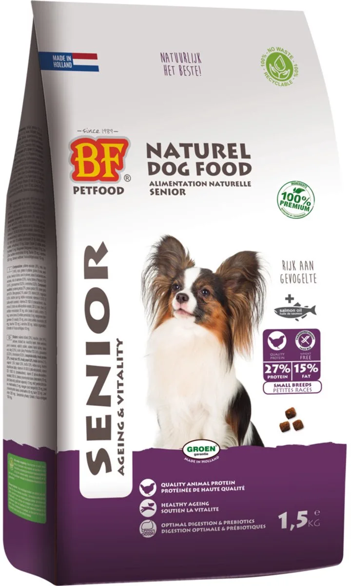 BF Petfood Small Breed Senior Hondenvoer - 3 x 5 kg - Voordeelverpakking de Biofood – photo produit
