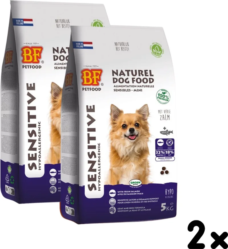 BF Petfood Small Breed Sensitive Hondenvoer 2 x 5 kg de Biofood – photo produit