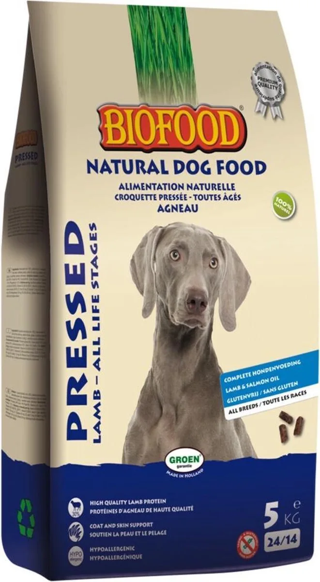 BF Petfood Vleesbrok Geperst Hondenbrokken Lam - 4 x 5 kg - Voordeelverpakking by Biofood – product photo