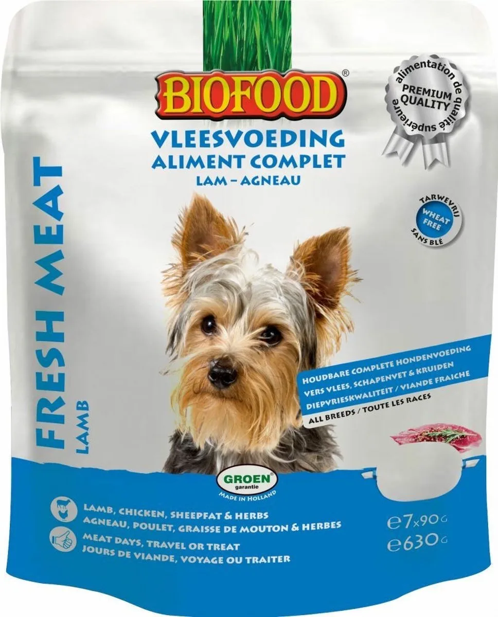 BF Petfood Vleesvoeding Lam - Rijst - 8 x 7 x 90 gr - Voordeelverpakking von Biofood – Produktfoto