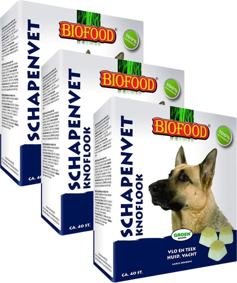 Bf Schapenvet Maxi 40 stuks - Hondensnacks - 3 x Knoflook&Schapenvet de Biofood – photo produit