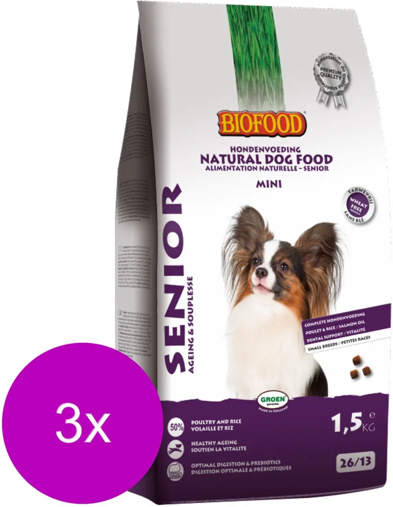 Bf Senior Small Breed - Hondenvoer - 3 x Gevogelte 1.5 kg von Biofood – Produktfoto