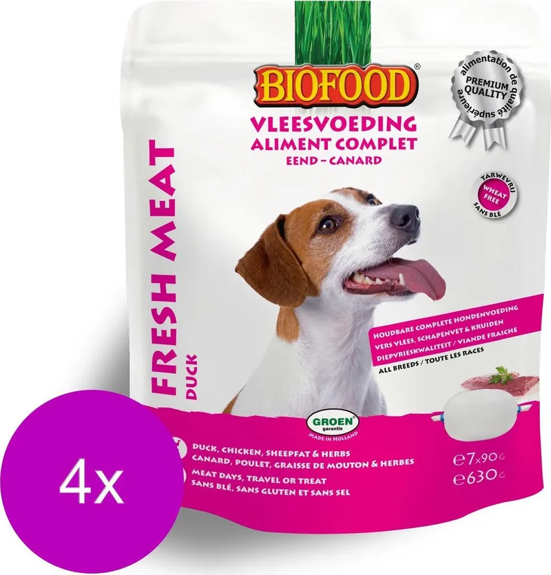 Bf Vleesvoeding Compleet - Hondenvoer - 4 x Eend 7x90 g de Biofood – photo produit