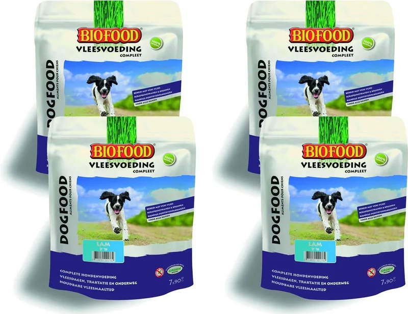 Bf Vleesvoeding Compleet - Hondenvoer - 4 x Kip Lam 800 g von Biofood – Produktfoto