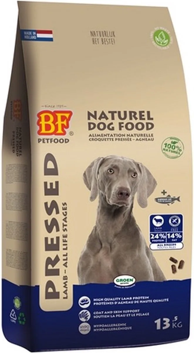 Geperst Lam & Rijst Premium - Hondenvoer - 13,5 kg fra Biofood – produktbillede